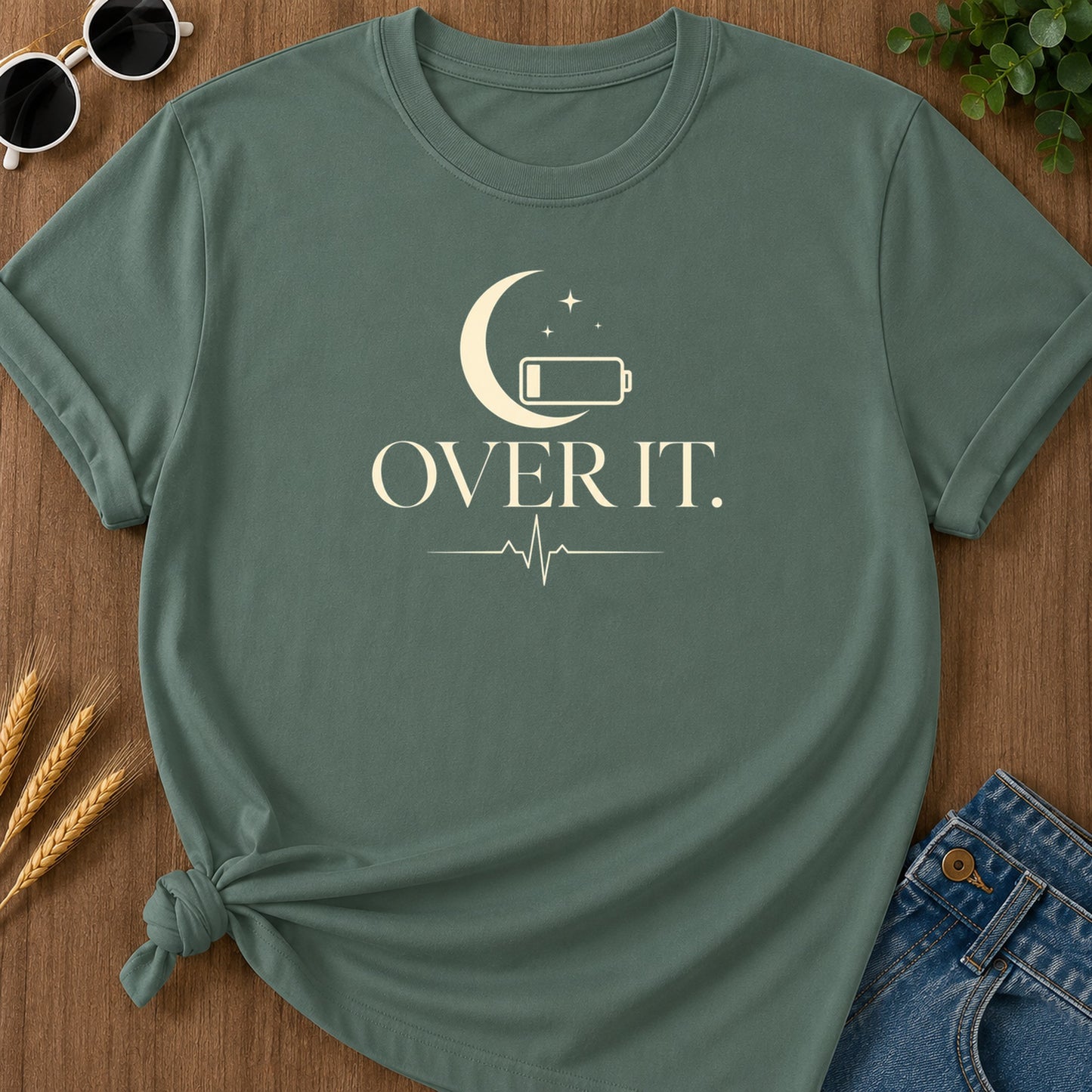 Over It T-Shirt - Blue Spruce Mockup