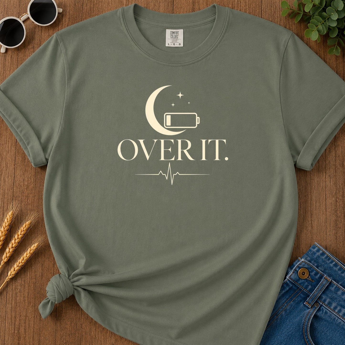 Over It T-Shirt - Moss Mockup
