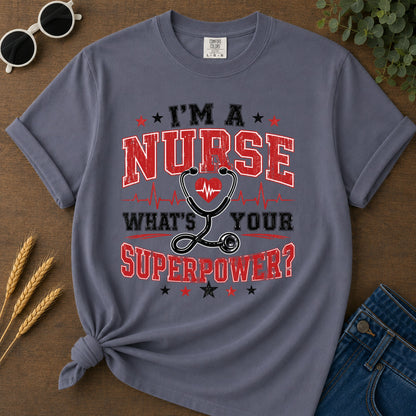 Nurse Superpower T-Shirt - Navy Mockup