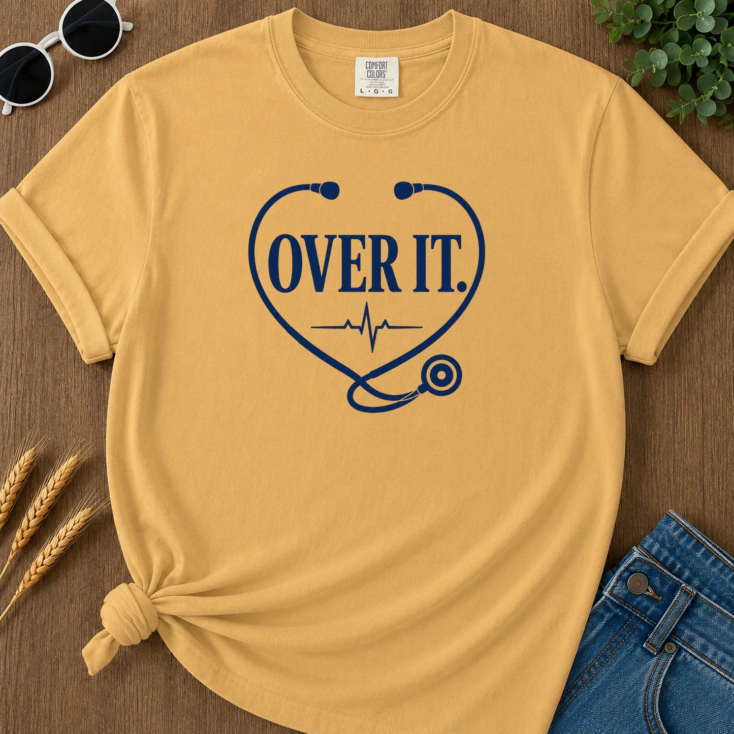 Over It 98 T-Shirt - Mustard Mockup