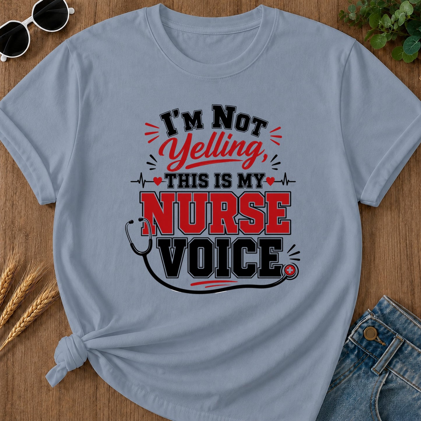 Nurse Voice T-Shirt - Blue Jean Mockup