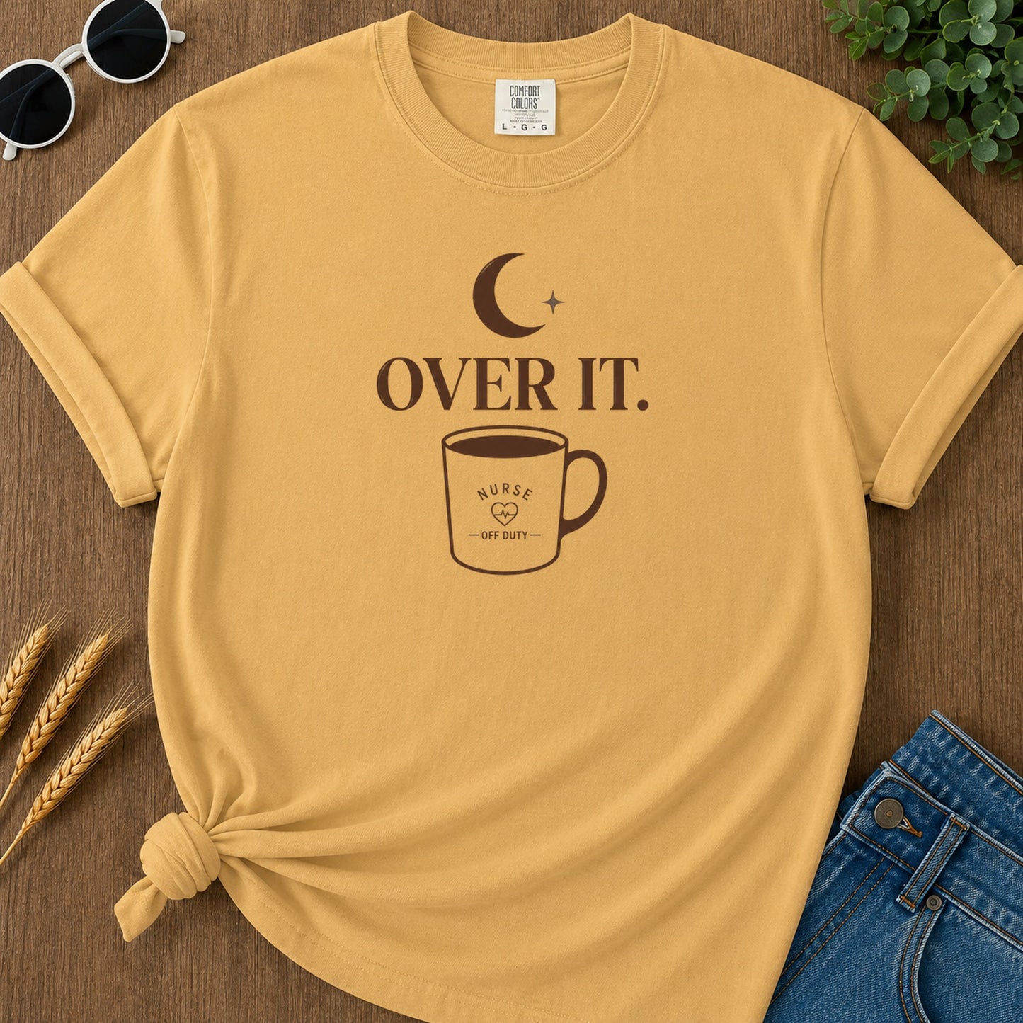 Over It 99 T-Shirt - Mustard Mockup