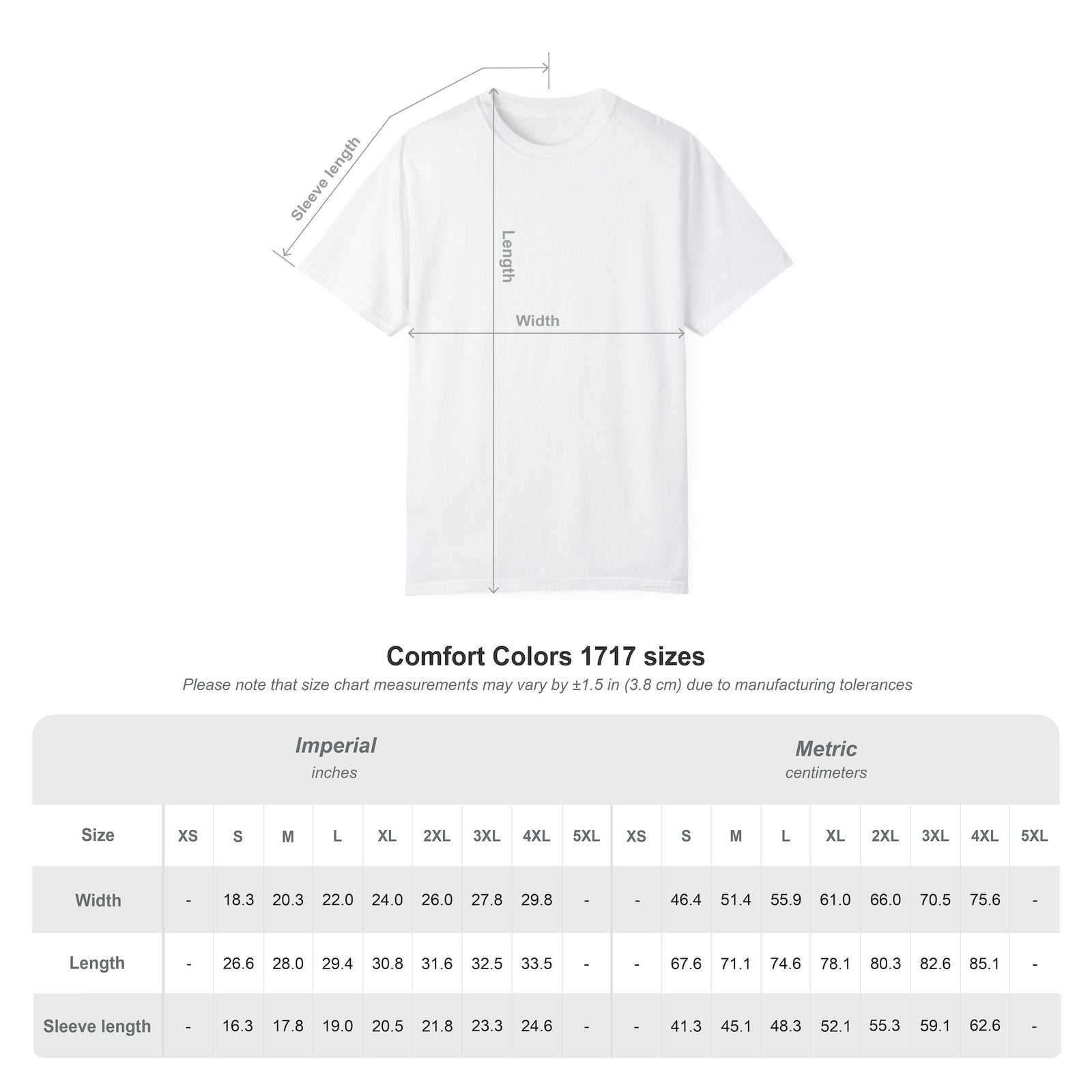 T-shirt size guide