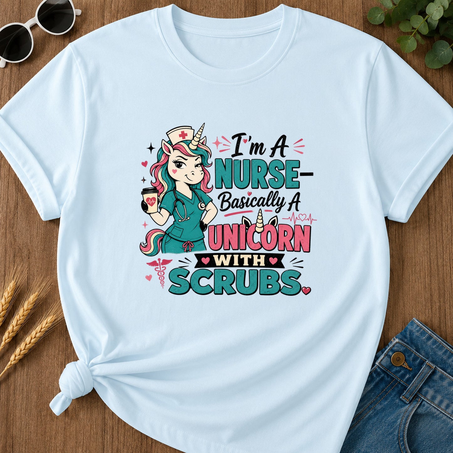 A Nurse Basically T-Shirt - Chambray