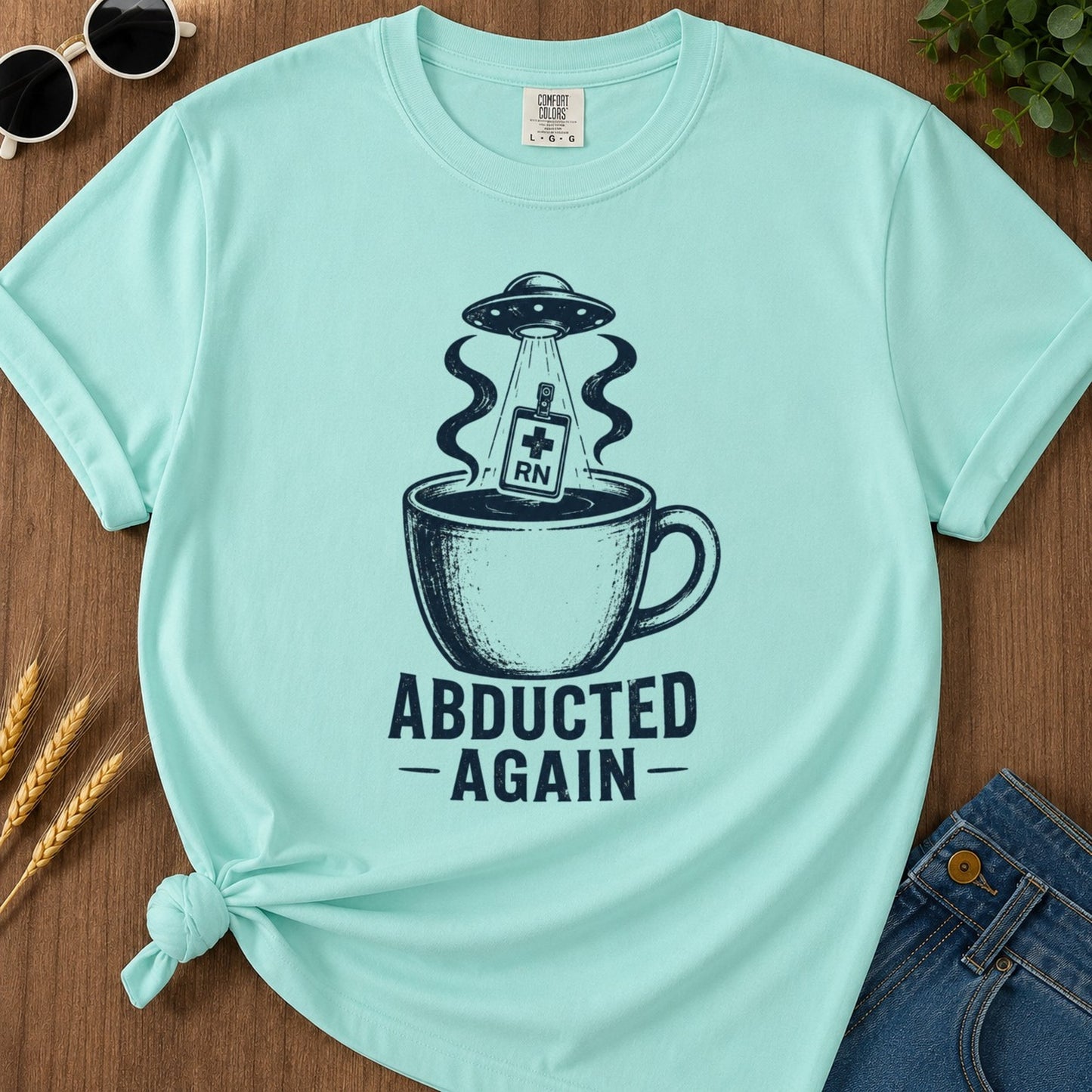 Abducted Again T-shirt - Chalky Mint Mockup