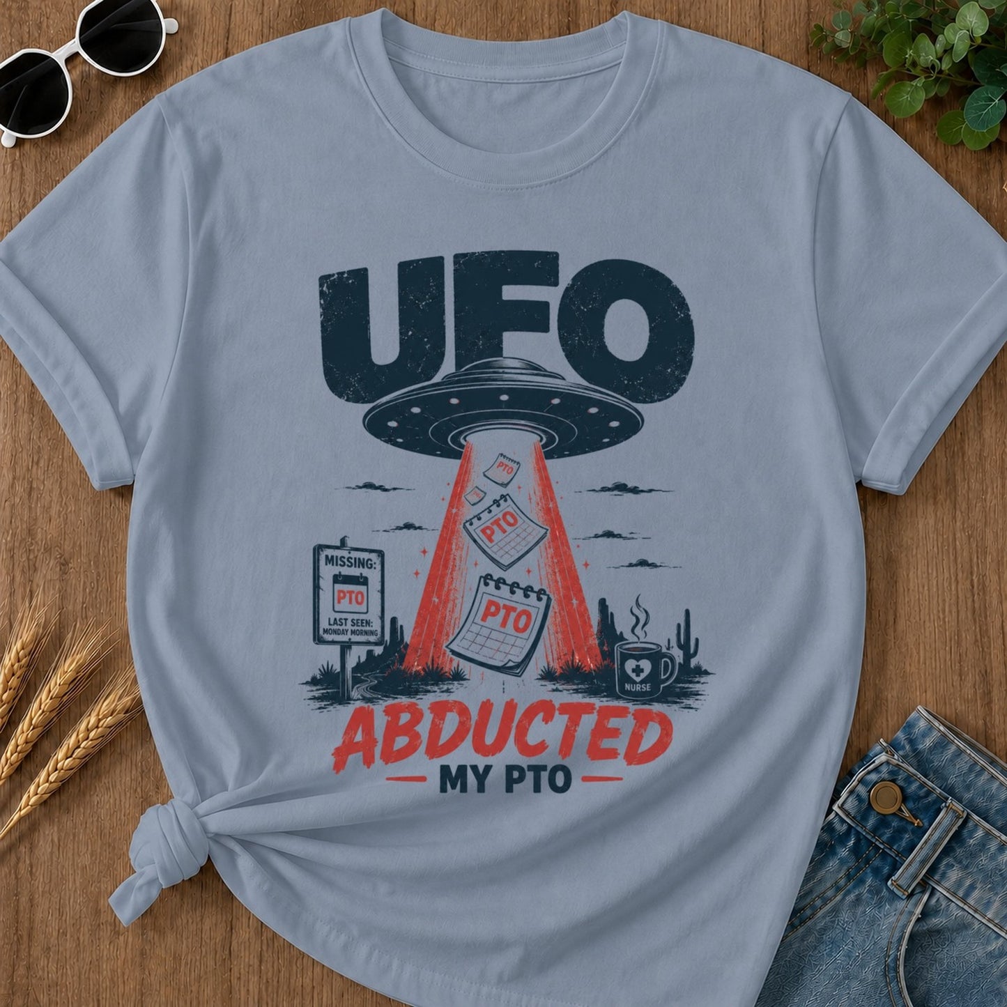 Abducted Pto T-shirt - Blue Jean Mockup