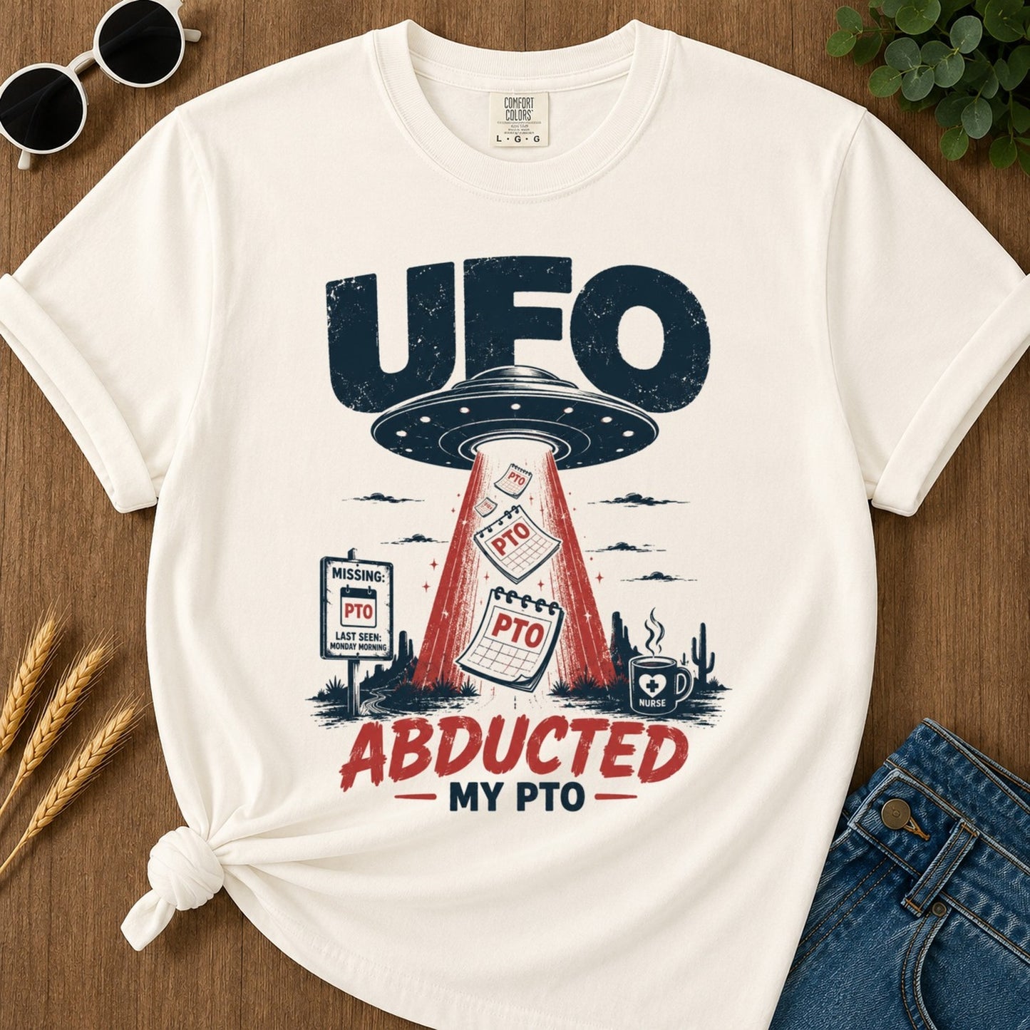 Abducted Pto T-shirt - Ivory Mockup