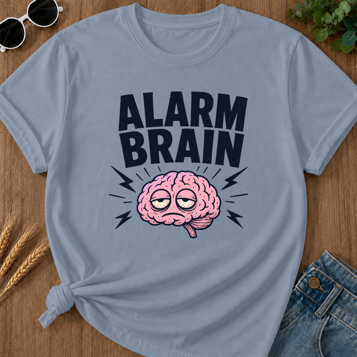 Alarm Brain Gone T-Shirt - Blue Jean