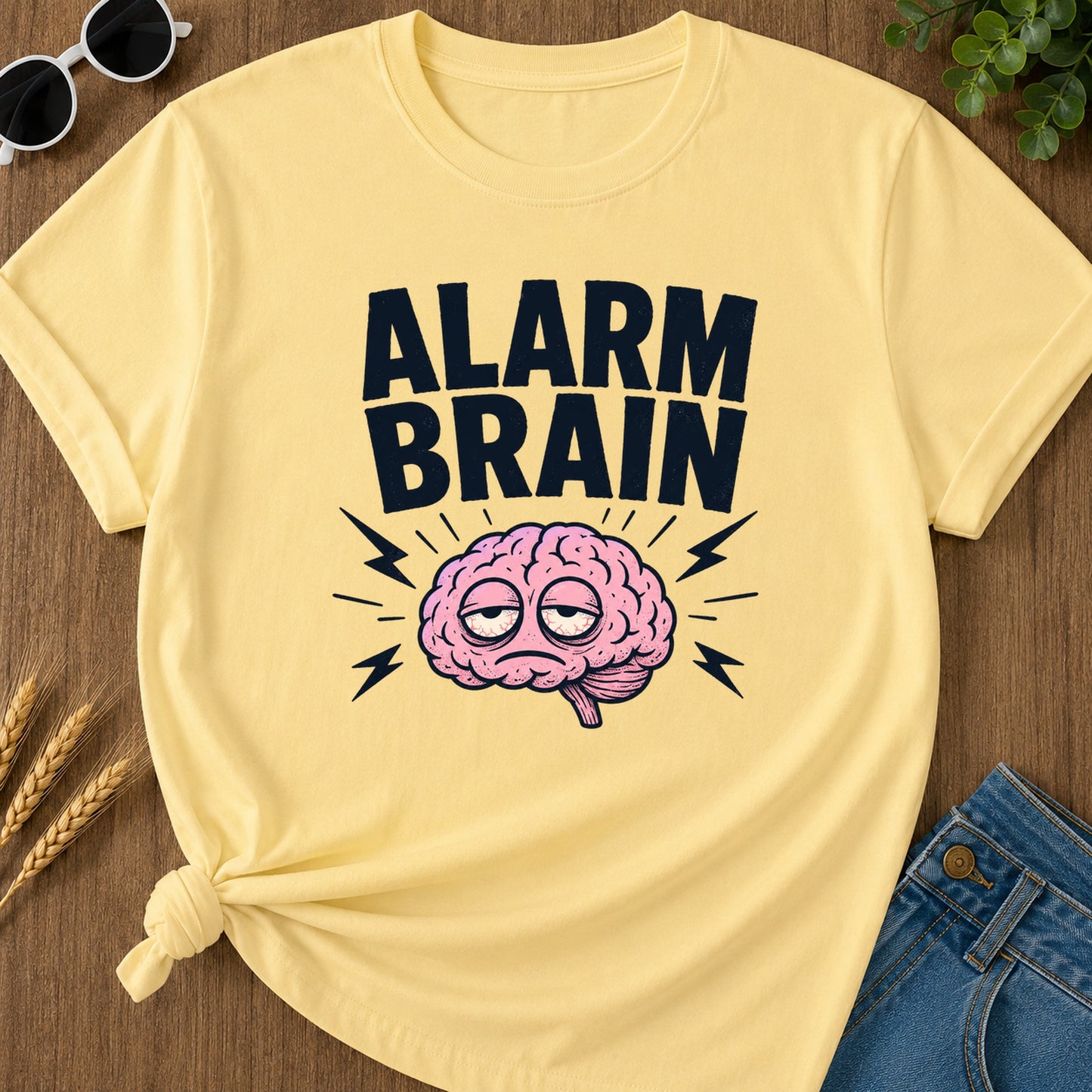 Alarm Brain Gone T-Shirt - Butter