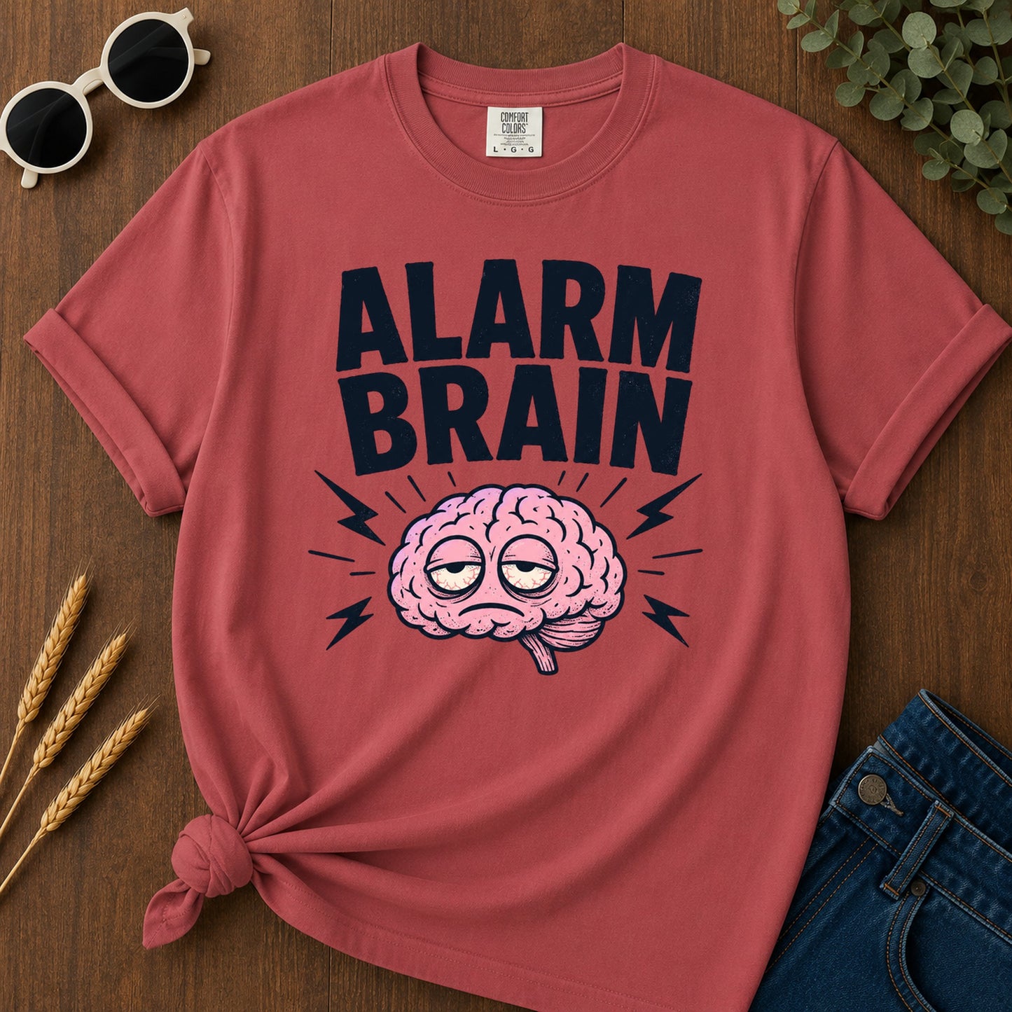 Alarm Brain Gone T-Shirt - Crimson