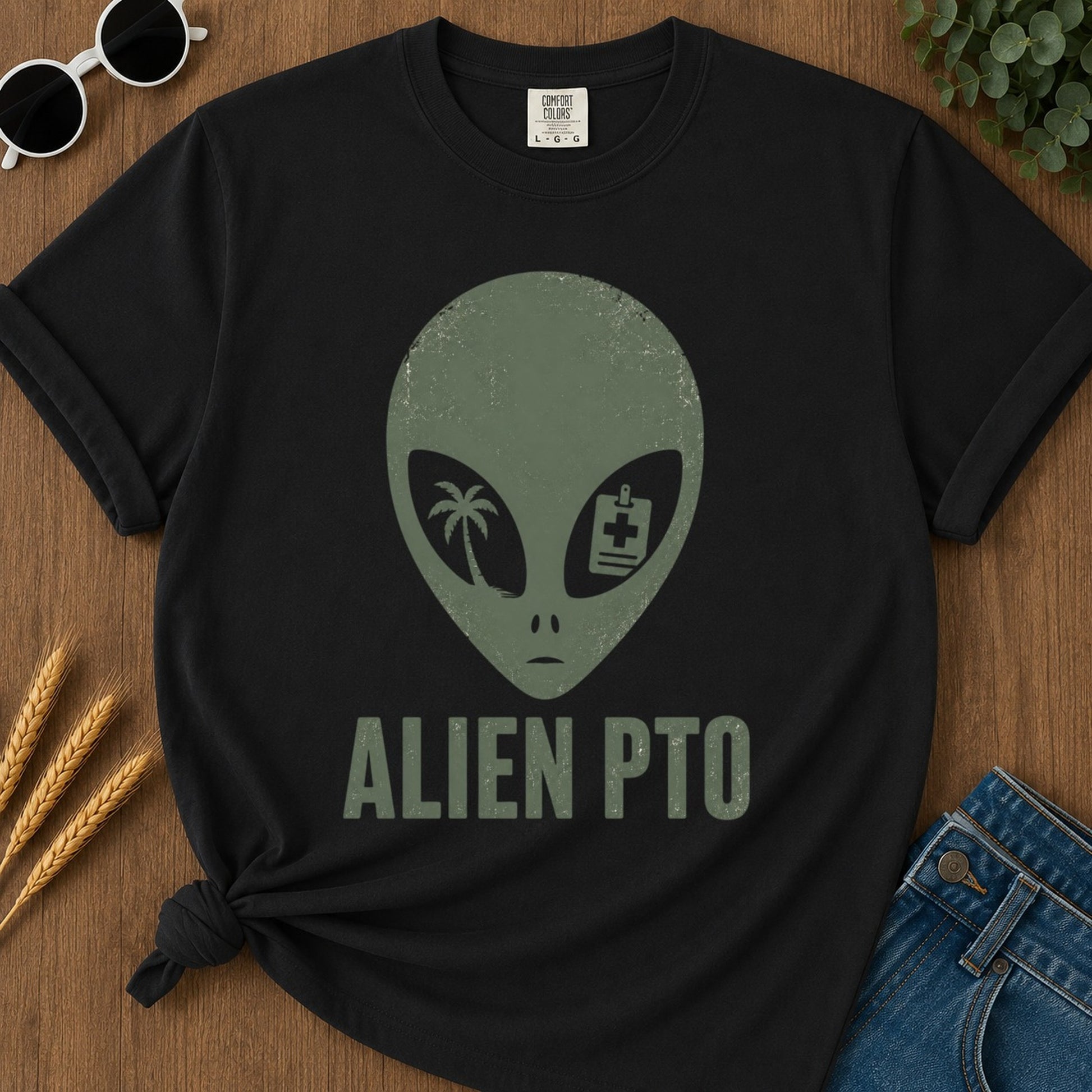 Alien Pto T-shirt - Black Mockup