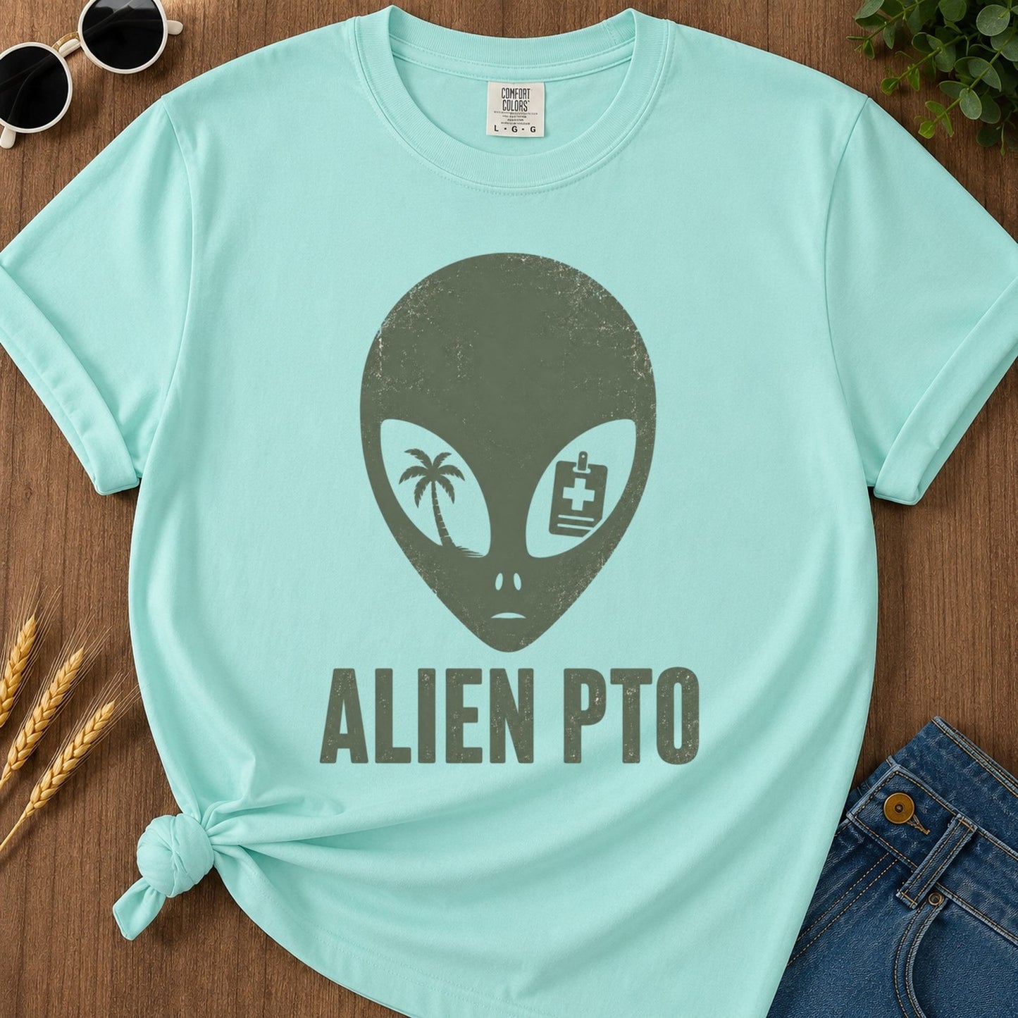 Alien Pto T-shirt - Chalky Mint Mockup