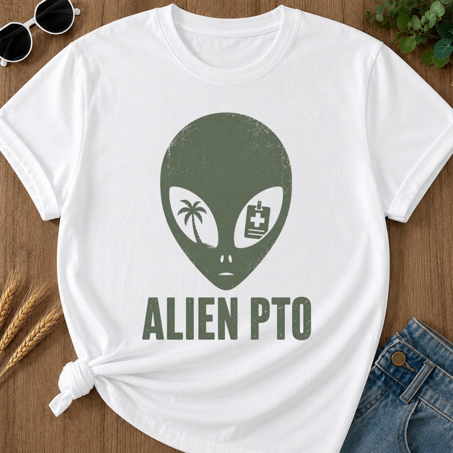 Alien Pto T-shirt - White Mockup