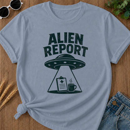 Alien Report T-shirt - Blue Jean Mockup