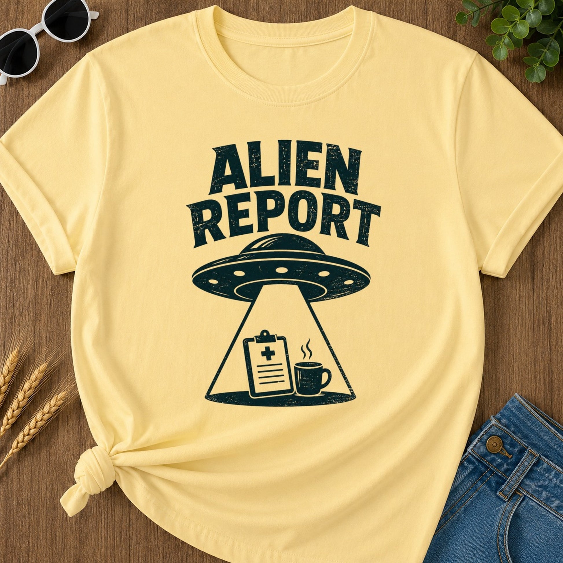 Alien Report T-shirt - Butter Mockup
