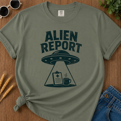 Alien Report T-shirt - Moss Mockup