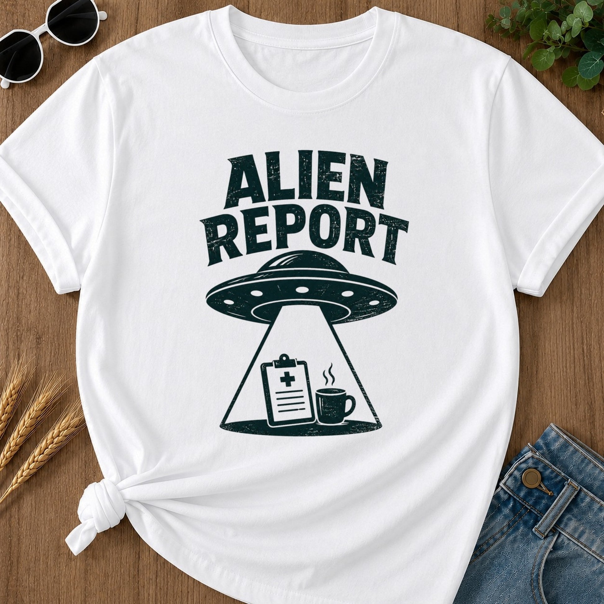 Alien Report T-shirt - White Mockup