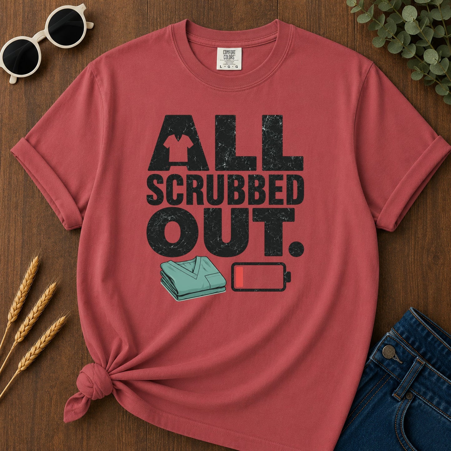 All Scrubbed Out T-Shirt - Crimson