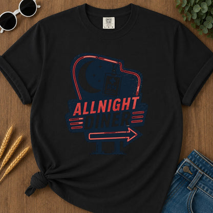 Allnight Diner T-shirt - Black Mockup