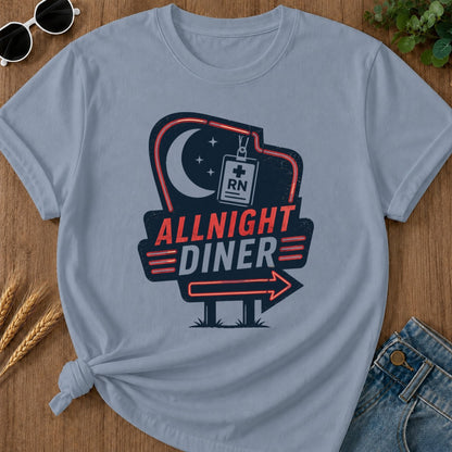 Allnight Diner T-shirt - Blue Jean Mockup