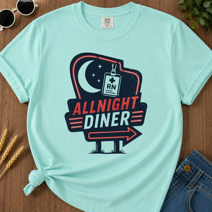 Allnight Diner T-shirt - Chalky Mint Mockup