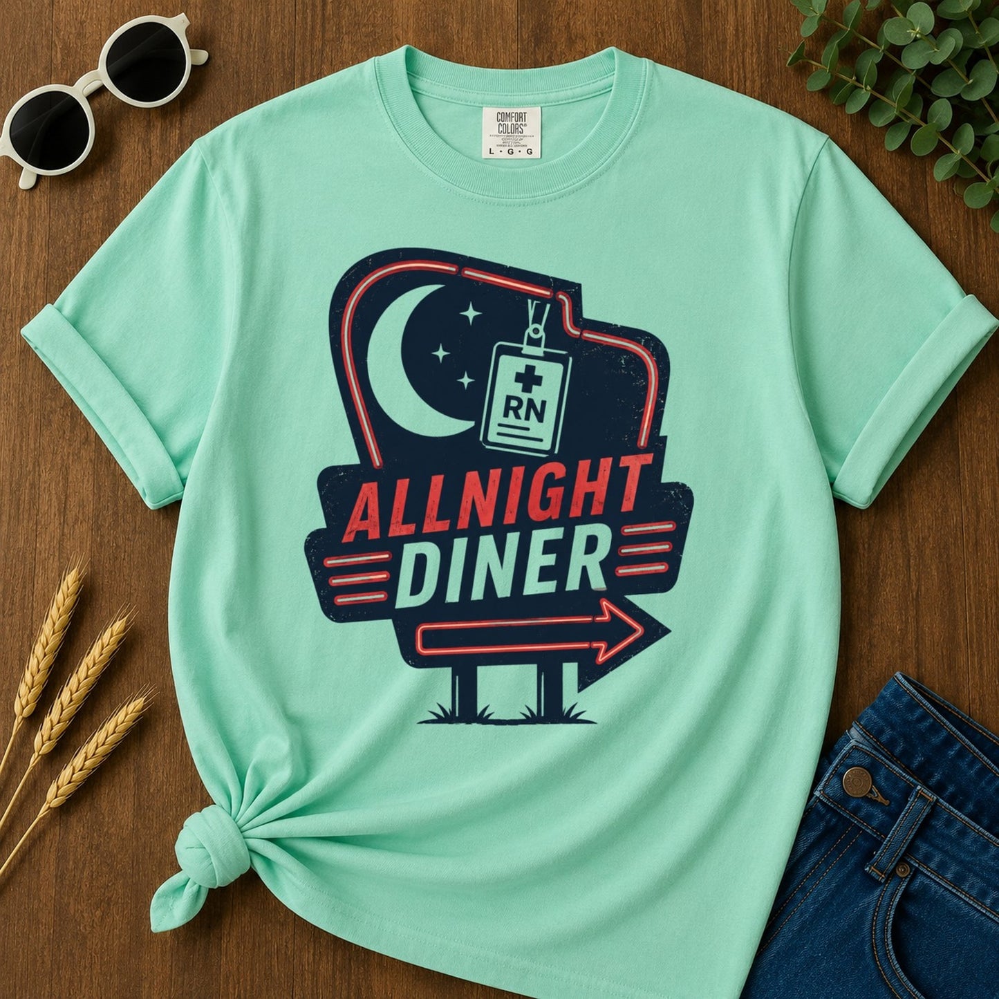 Allnight Diner T-shirt - Island Reef Mockup