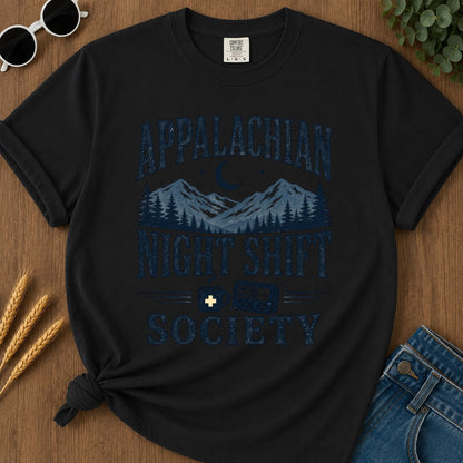 Appalachian Night Shift T-shirt - Black Mockup
