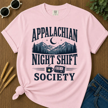 Appalachian Night Shift T-shirt - Blossom Mockup