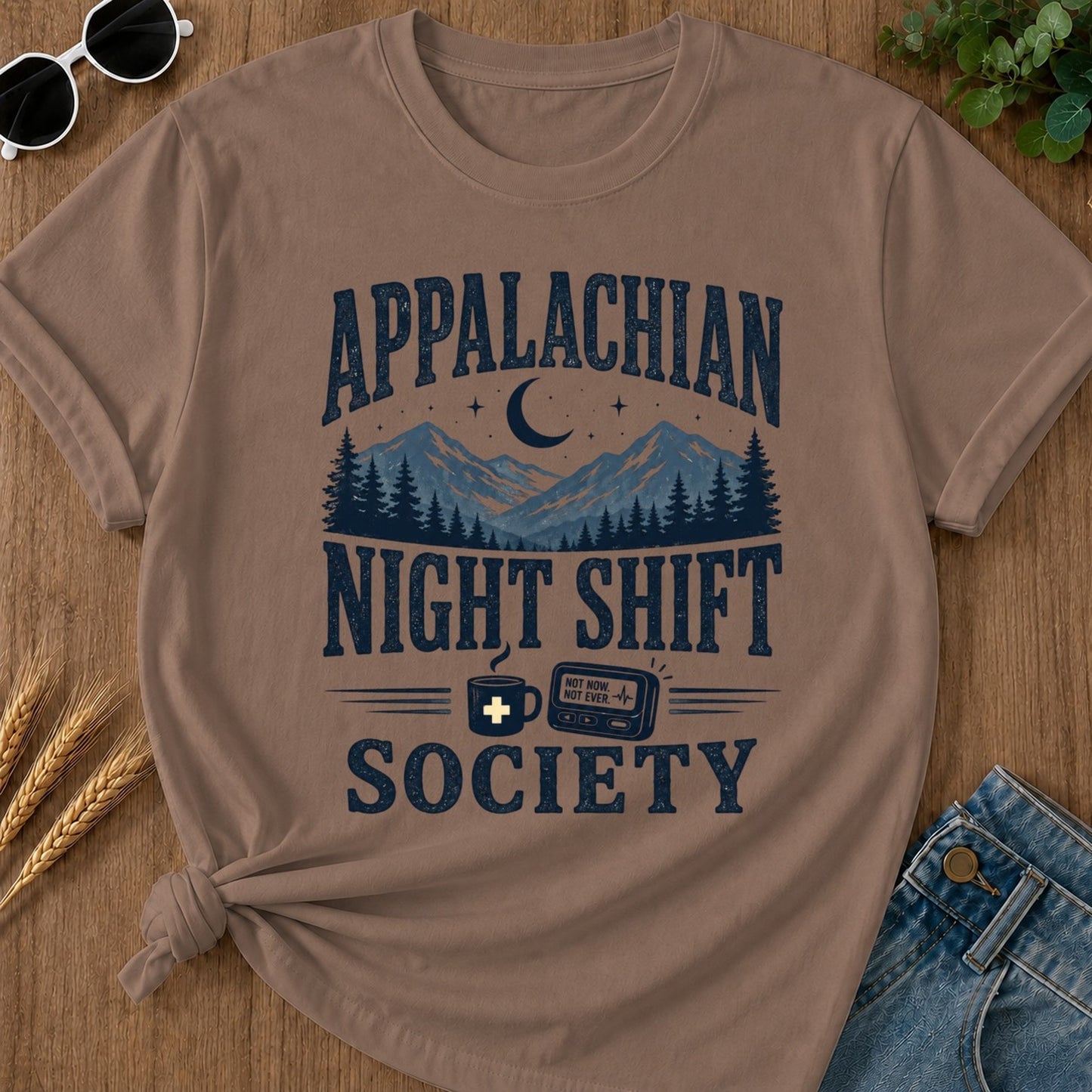 Appalachian Night Shift T-shirt - Espresso Mockup
