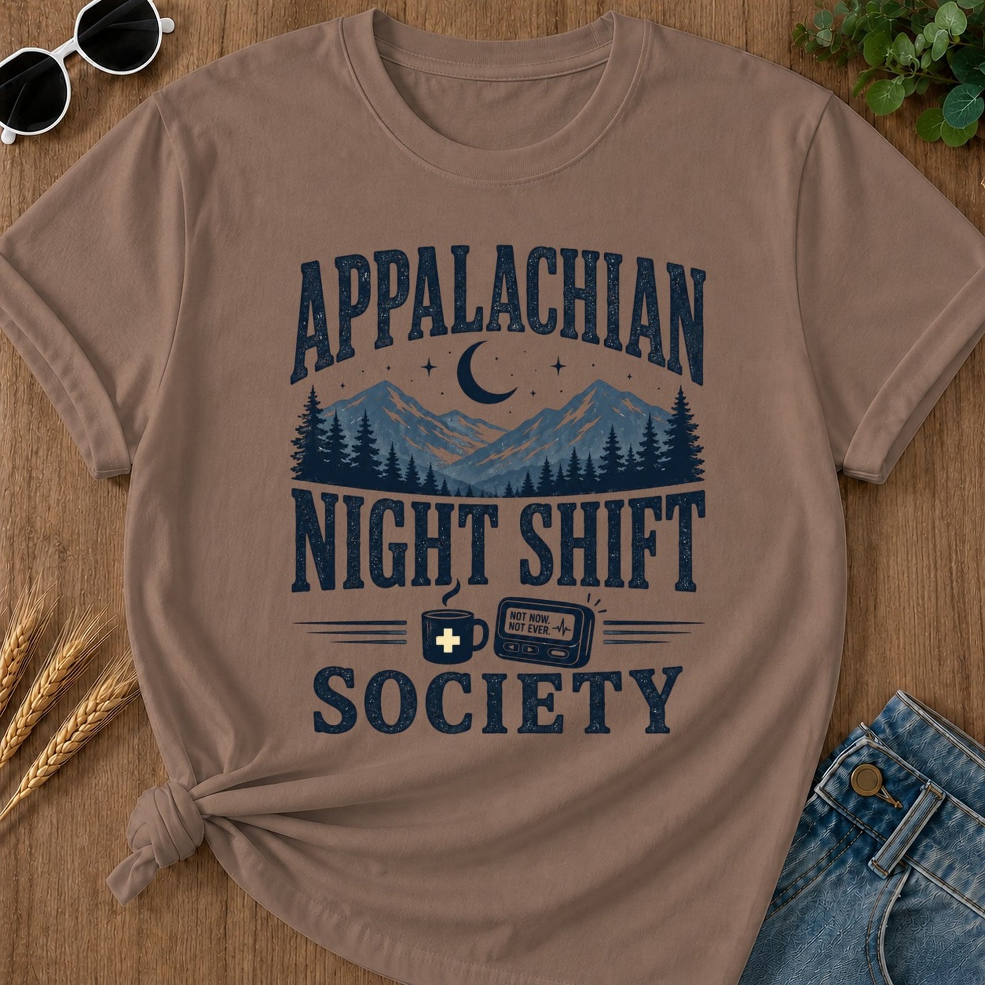 Appalachian Night Shift T-shirt - Espresso Mockup