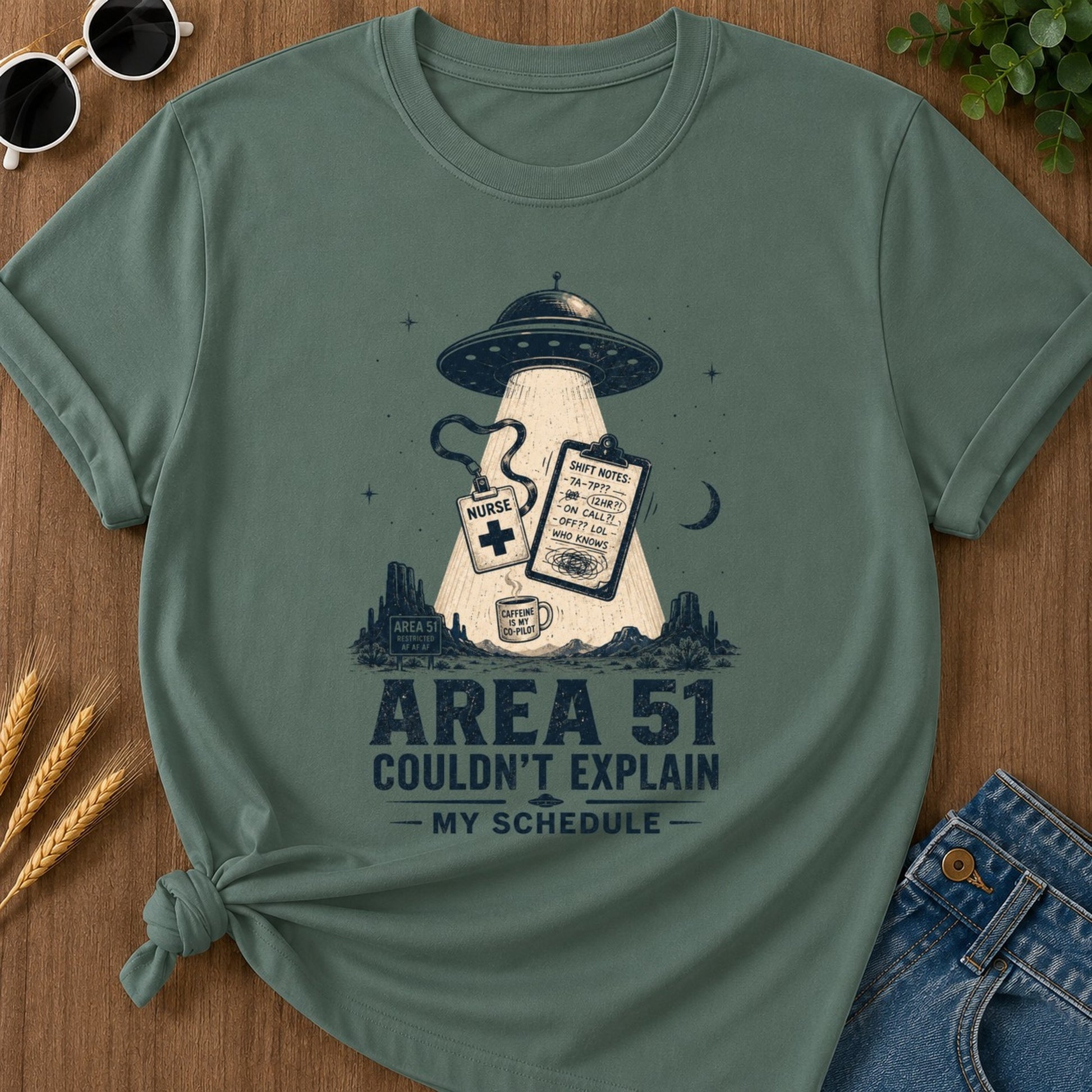 Area Fifty One T-shirt - Blue Spruce Mockup