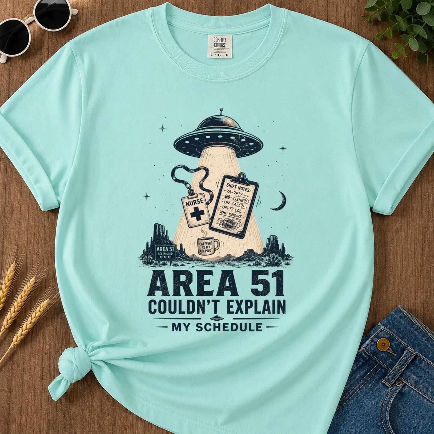 Area Fifty One T-shirt - Chalky Mint Mockup