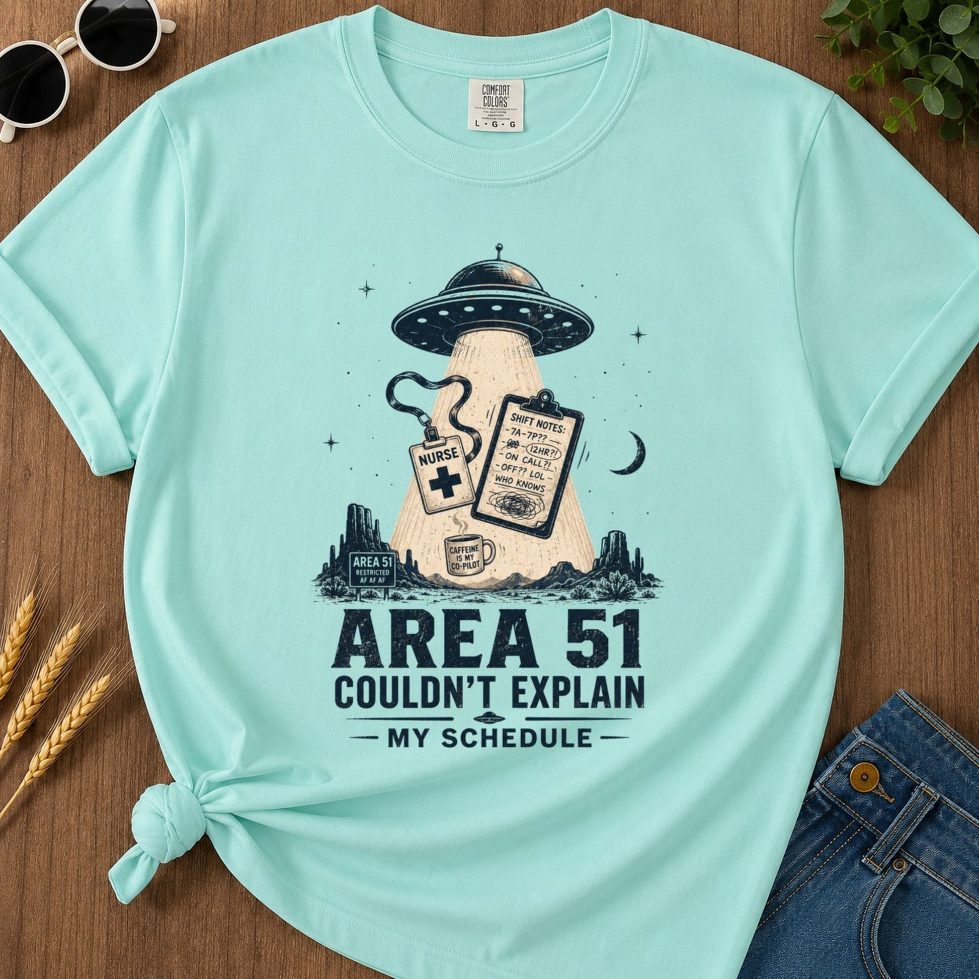 Area Fifty One T-shirt - Chalky Mint Mockup