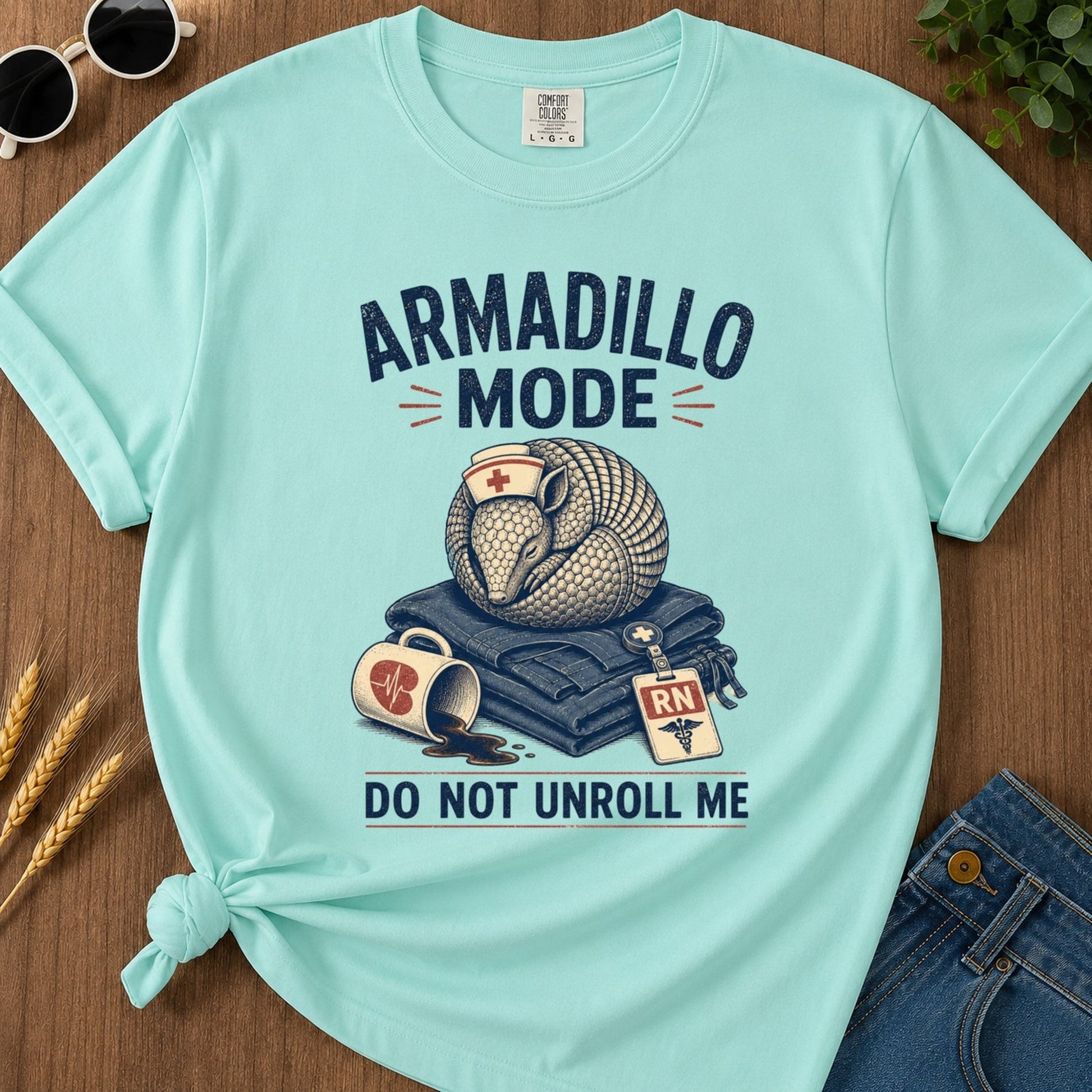 Armadillo Mode T-shirt - Chalky Mint Mockup