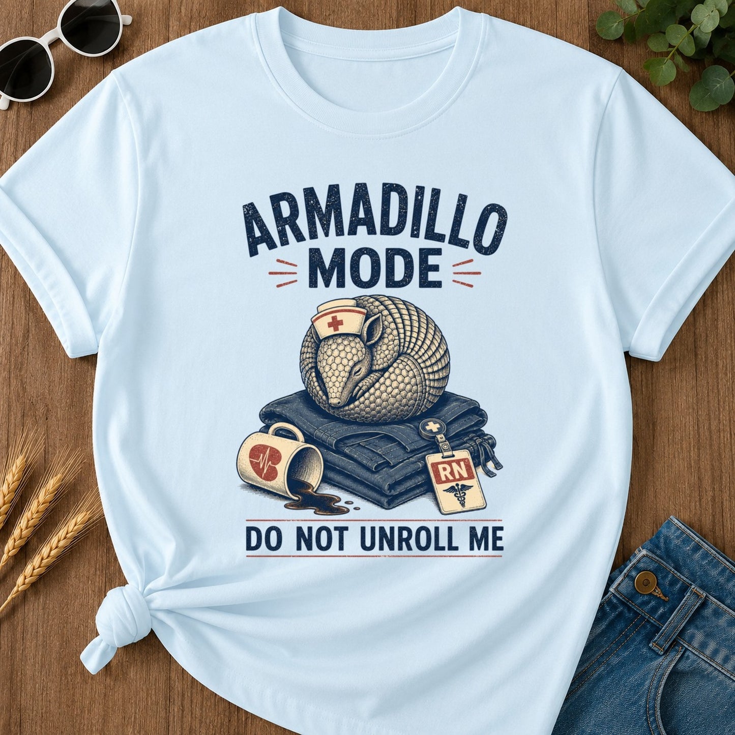 Armadillo Mode T-shirt - Chambray Mockup