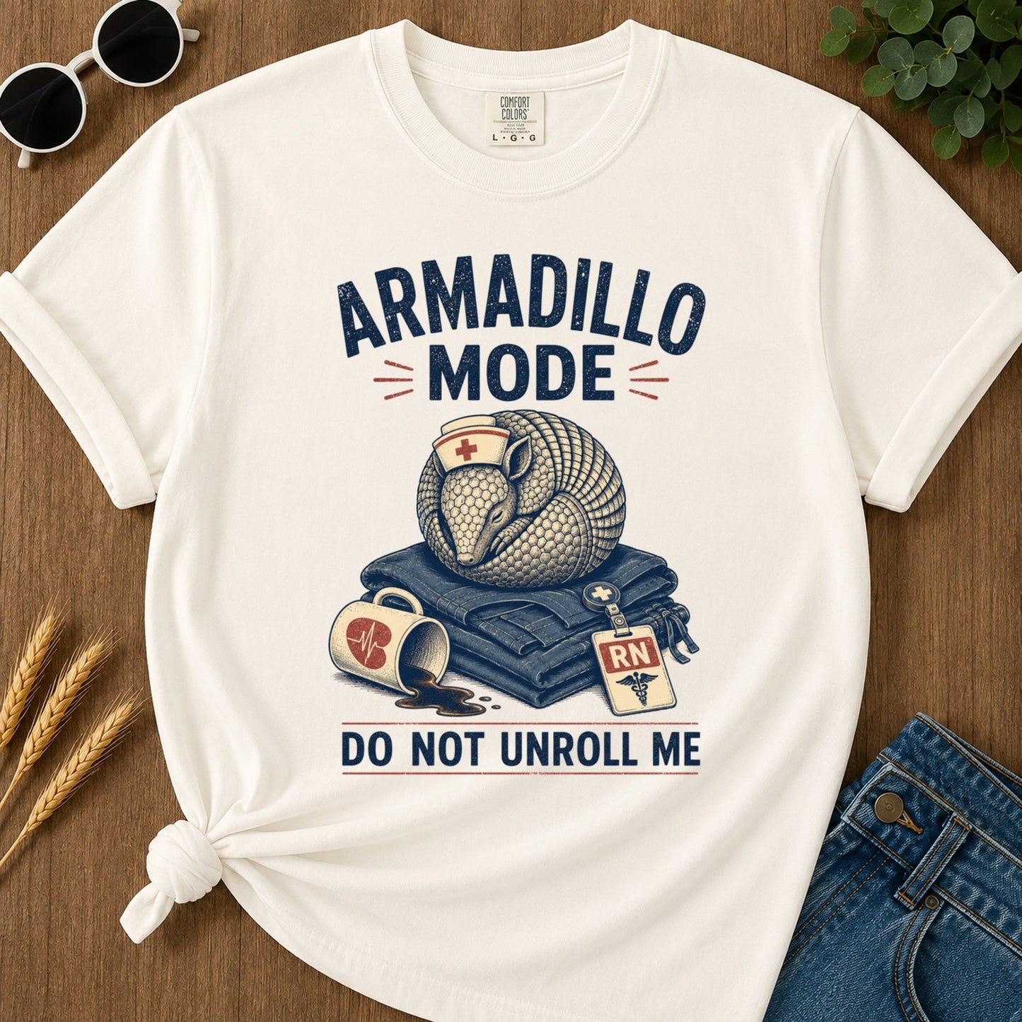 Armadillo Mode T-shirt - Ivory Mockup