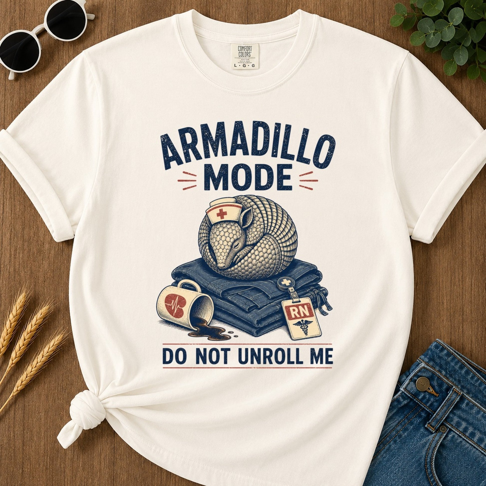 Armadillo Mode T-shirt - Ivory Mockup