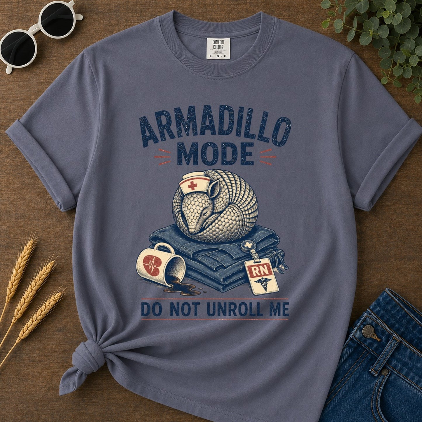 Armadillo Mode T-shirt - Navy Mockup