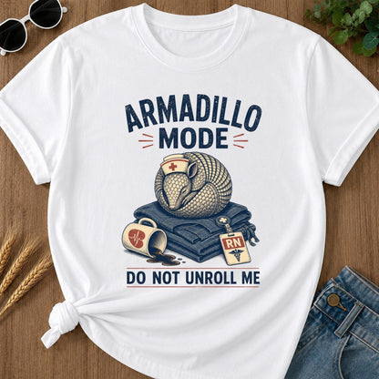 Armadillo Mode T-shirt - White Mockup