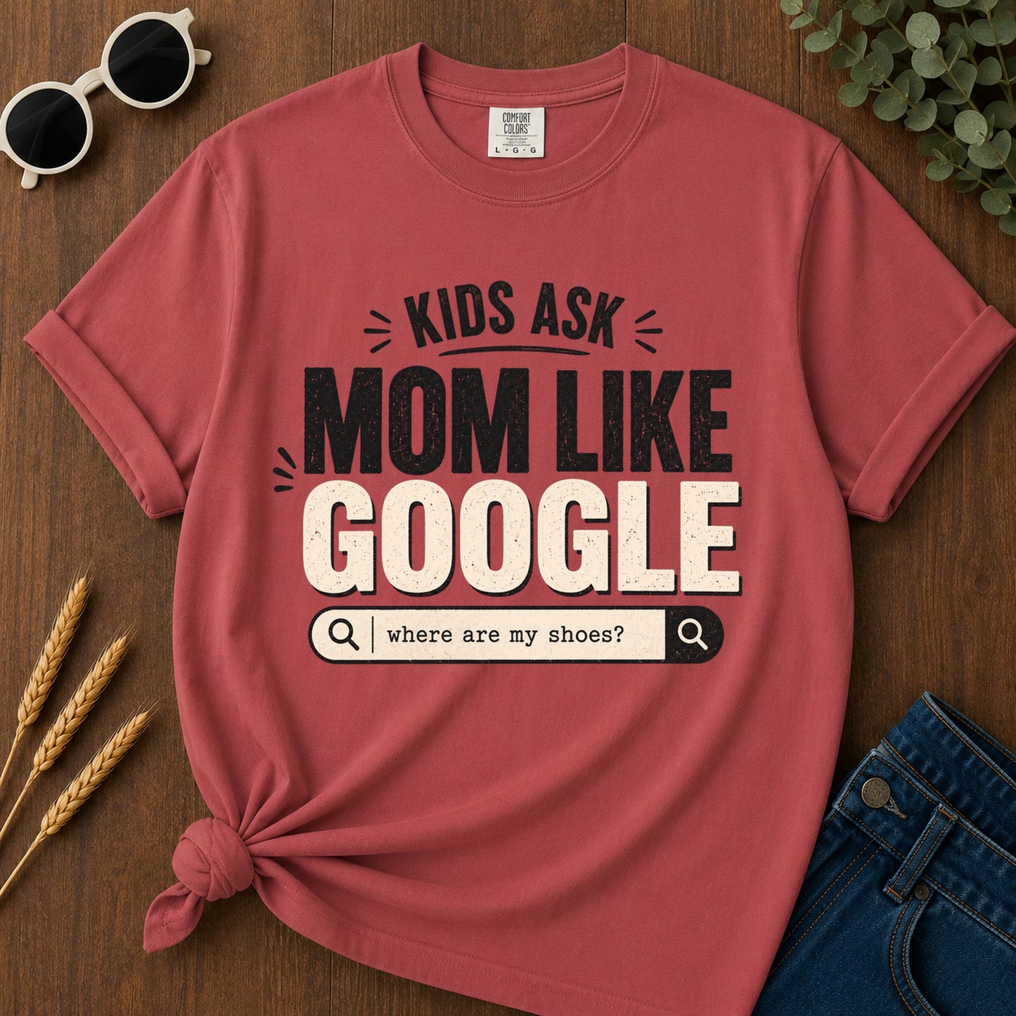 Ask Kids Where Are My Shoes T-Shirt - Crimson