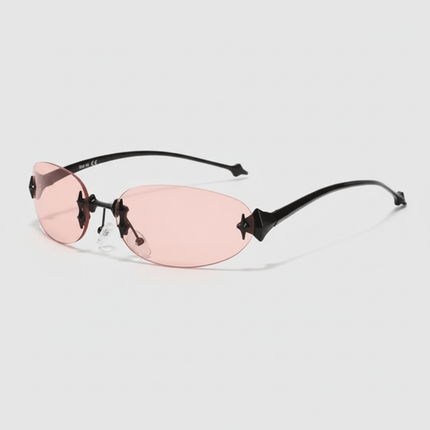 AstralView | UV400 Rimless Oval Sunglasses – Y2K Retro Futuristic Unisex – Sunglasses | RAYZORA