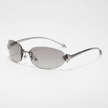 AstralView | UV400 Rimless Oval Sunglasses – Y2K Retro Futuristic Unisex – Sunglasses | RAYZORA