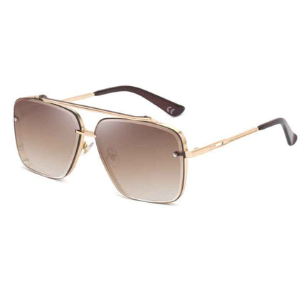 Metal Double Bridge Square Sunglasses UV400 Retro Vintage – Rayzora Bridge Luxe