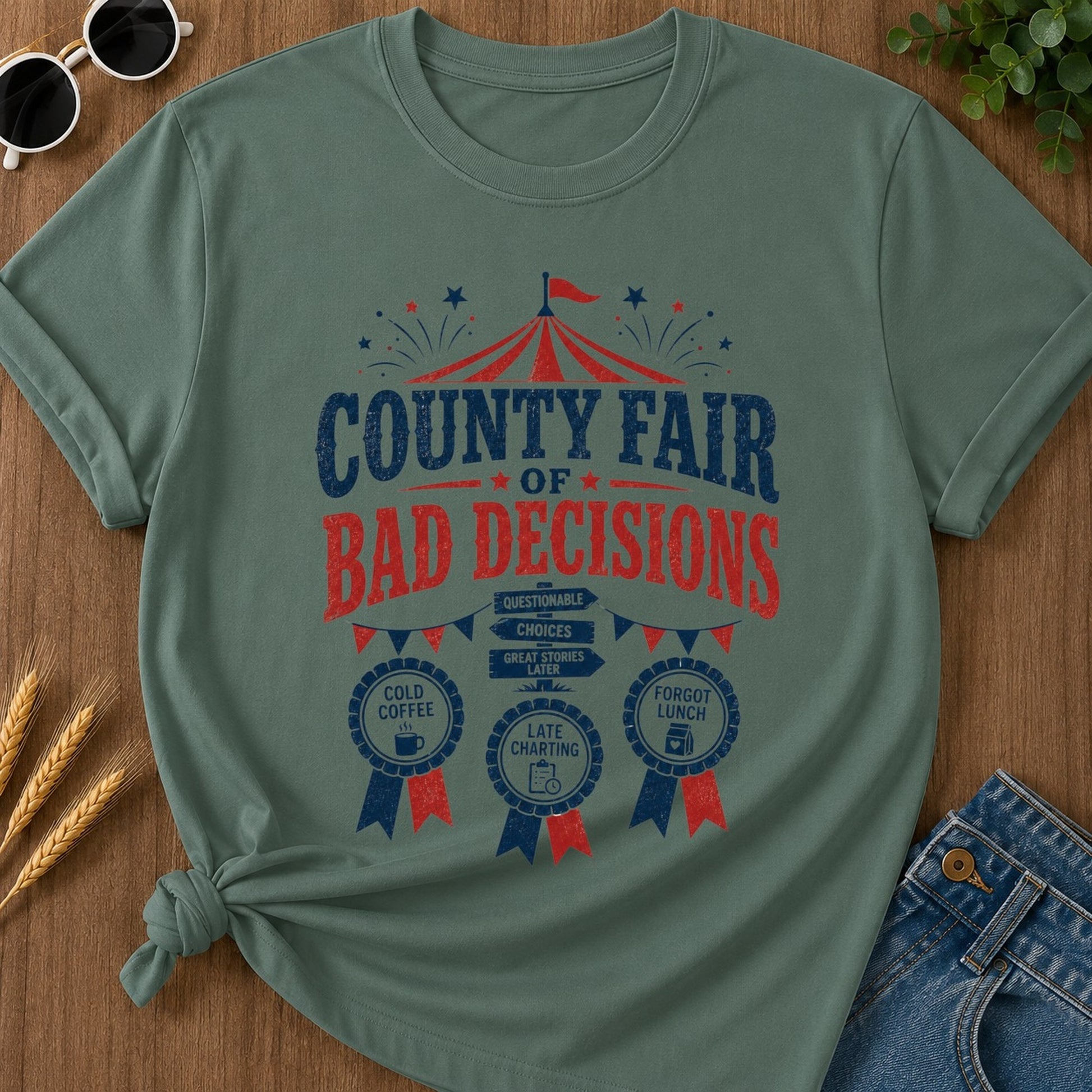 Bad Decisions T-shirt - Blue Spruce Mockup