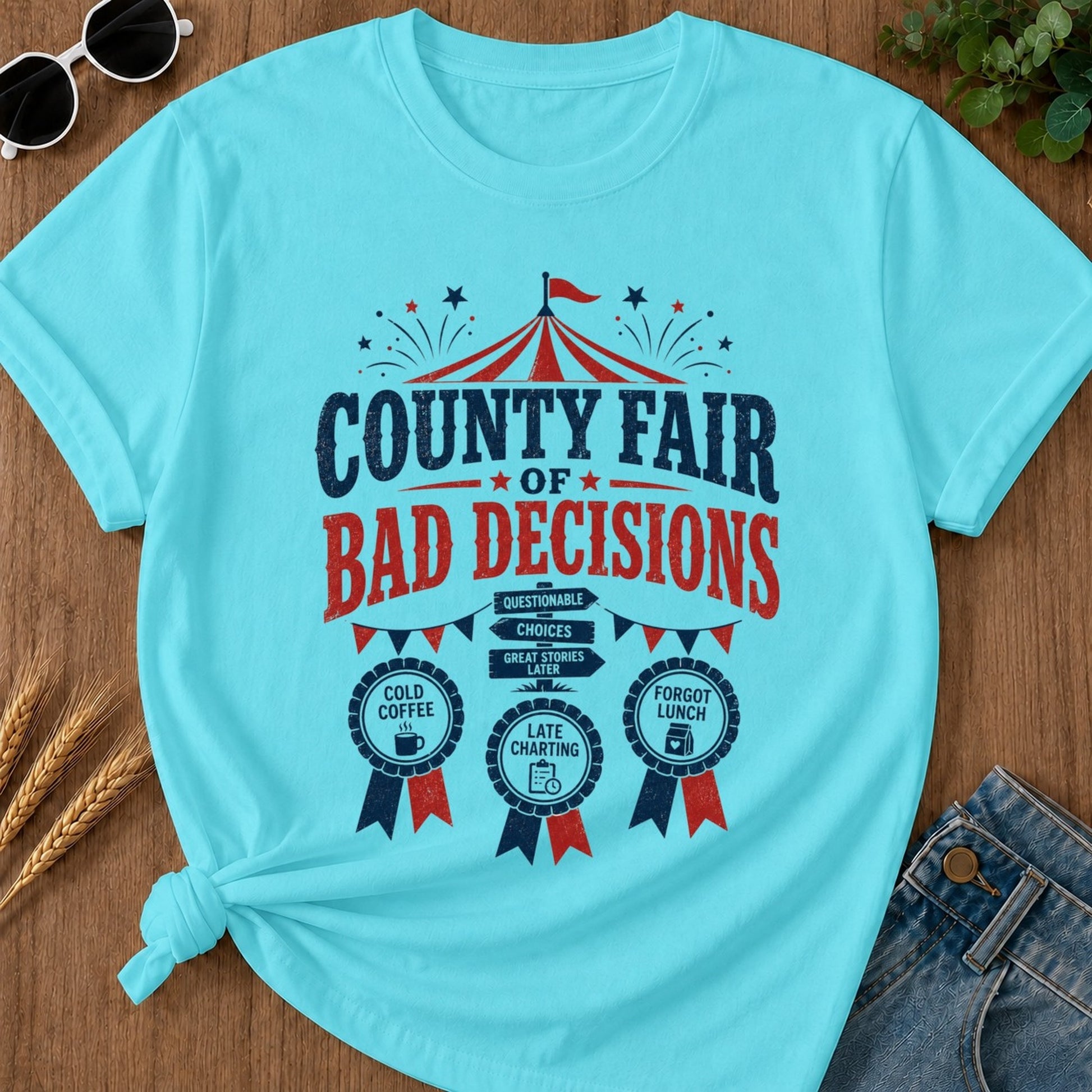 Bad Decisions T-shirt - Lagoon Blue Mockup