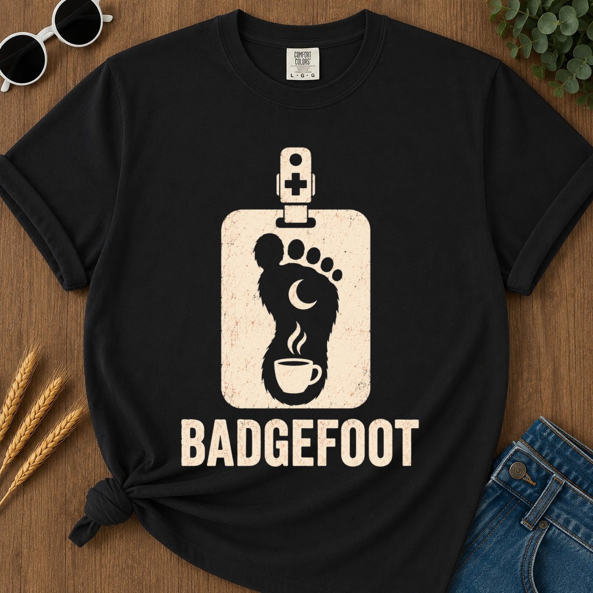 Badgefoot Coffee T-shirt - Black Mockup