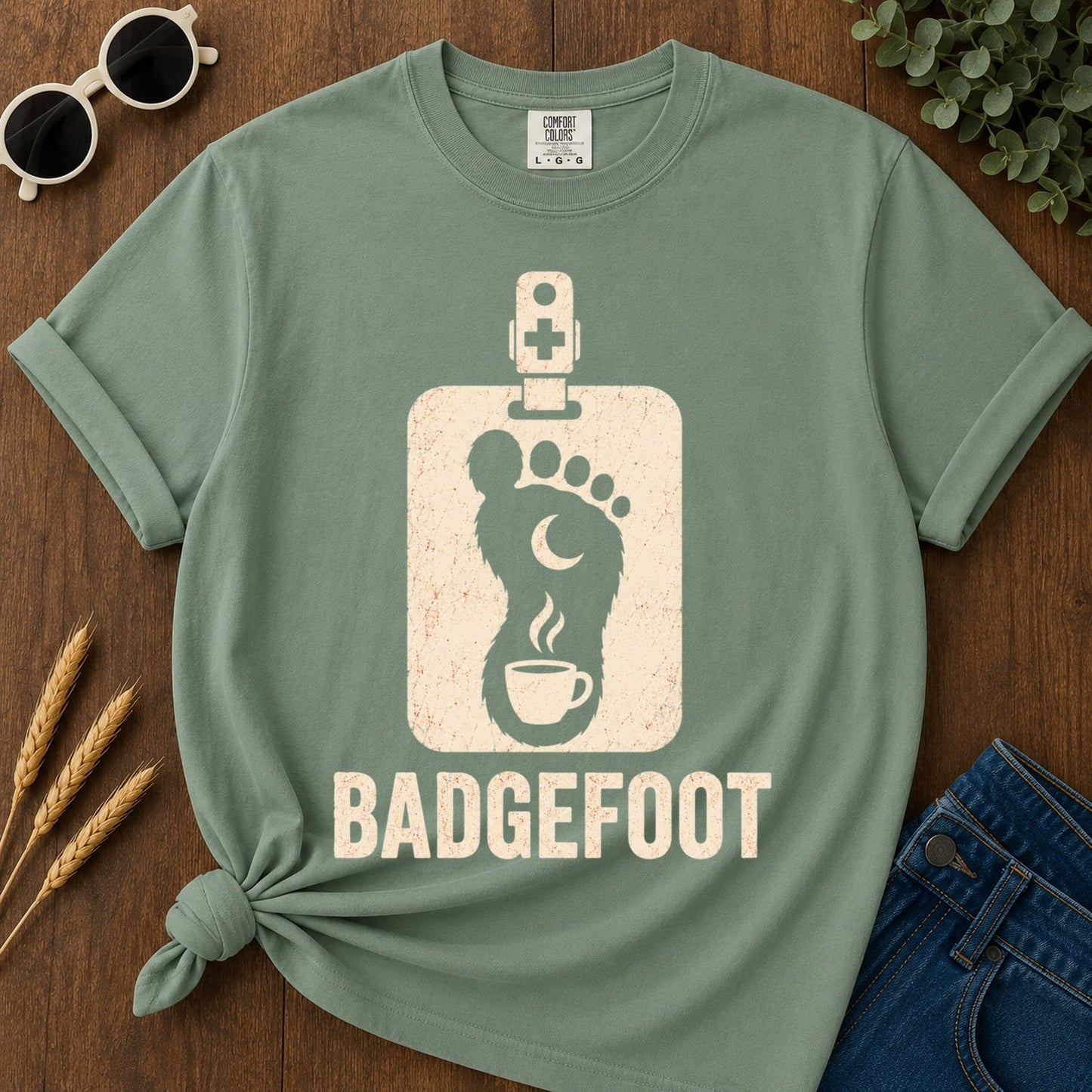 Badgefoot Coffee T-shirt - Light Green Mockup