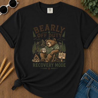 Bearly Off Duty T-shirt - Black Mockup