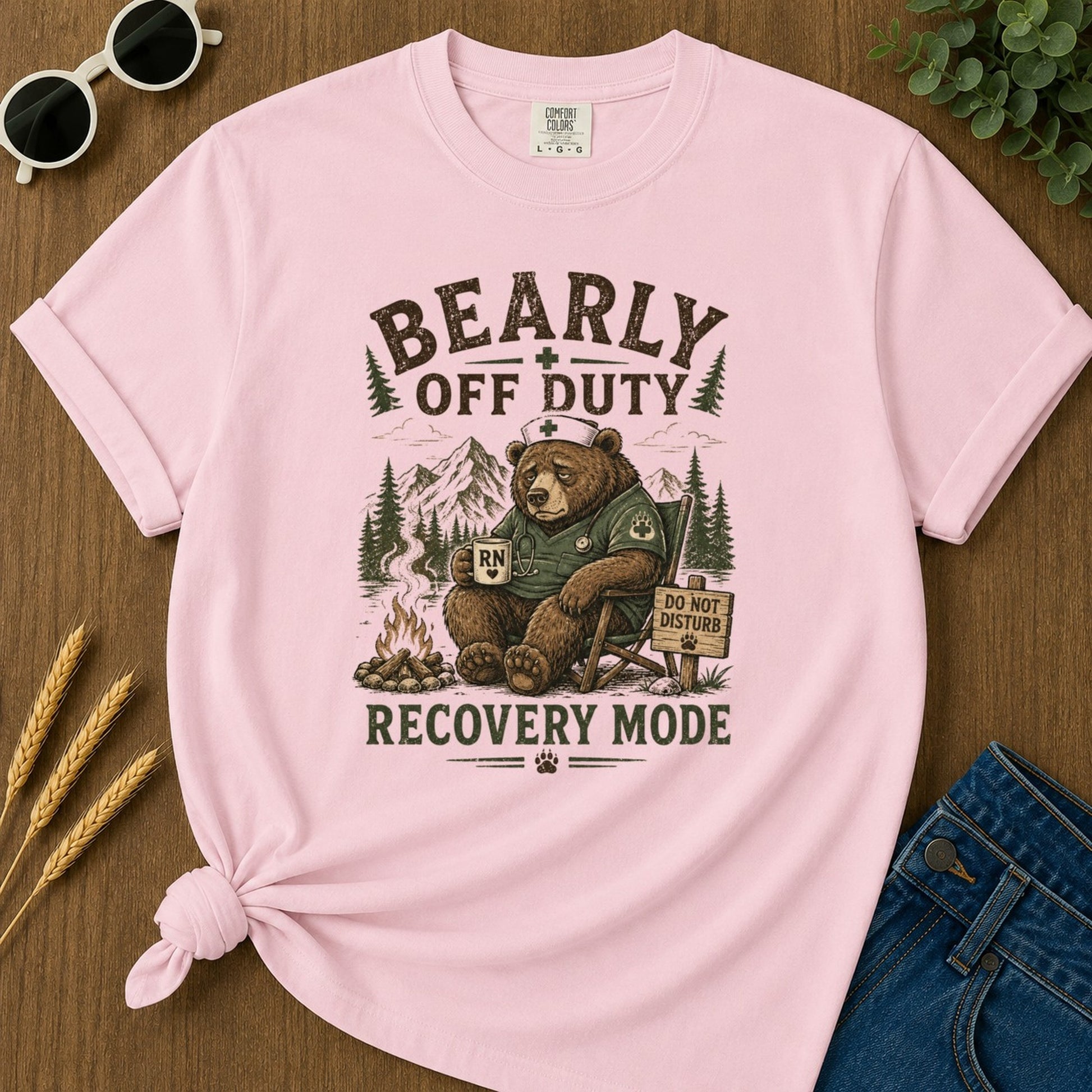 Bearly Off Duty T-shirt - Blossom Mockup