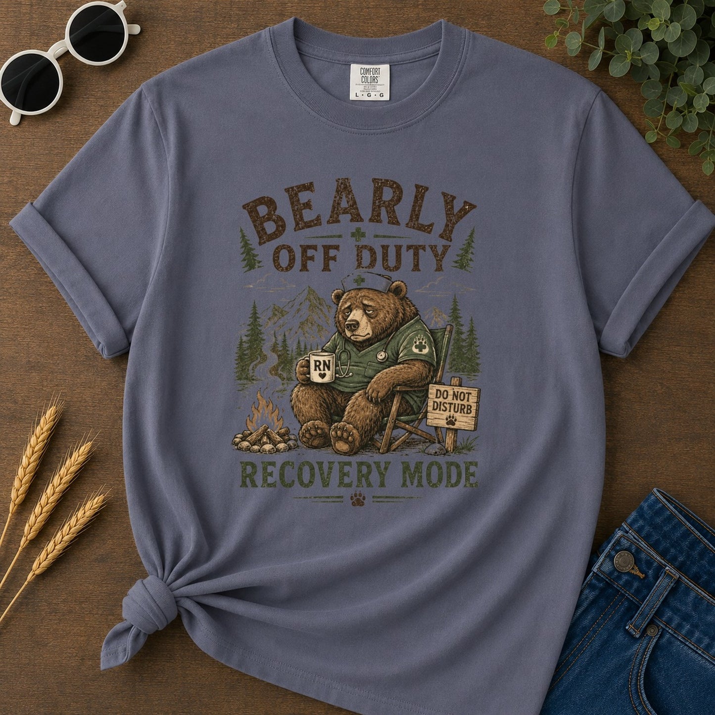 Bearly Off Duty T-shirt - Navy Mockup